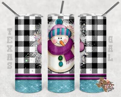 20 oz Skinny Tumbler Snowman Christmas Winter Sublimation Design PNG Instant DIGITAL ONLY