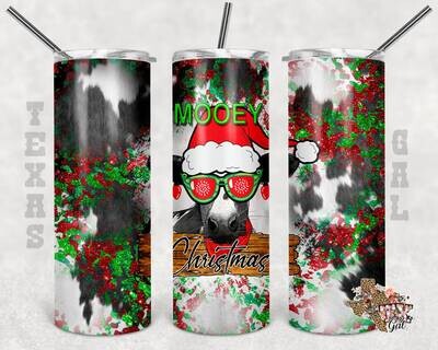 20 oz Skinny Tumbler Mooey Christmas Cow Sublimation Design PNG Instant DIGITAL ONLY