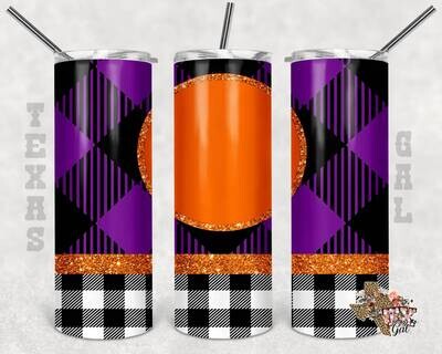 20 oz Skinny Tumbler Halloween Buffalo Plaid Personalize Sublimation Design PNG Instant DIGITAL ONLY