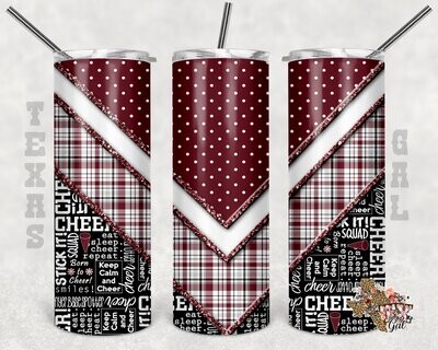 20 oz Skinny Tumbler Cheer Cheerleader  Seamless Sublimation Design PNG Instant DIGITAL ONLY