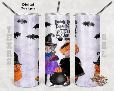 20 oz Skinny Tumbler Double Double Toil And Trouble Seamless Digital Download PNG