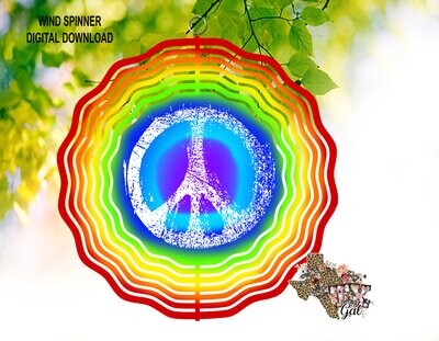Wind Spinner Peace Sign Rainbow Sublimation Digital Download PNG