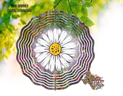 Wind Spinner Daisy Splatter Neon Colors Sublimation Digital Download PNG