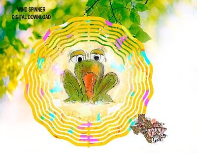 Wind Spinner Frog Bright Colors Sublimation Digital Download PNG