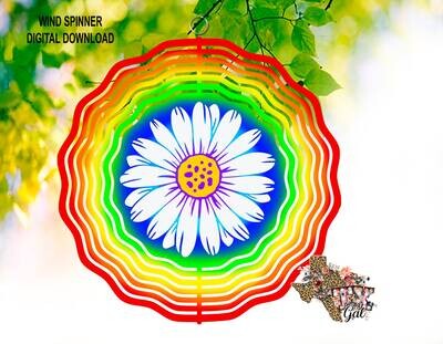 Wind Spinner Daisy Rainbow Sublimation Digital Download PNG
