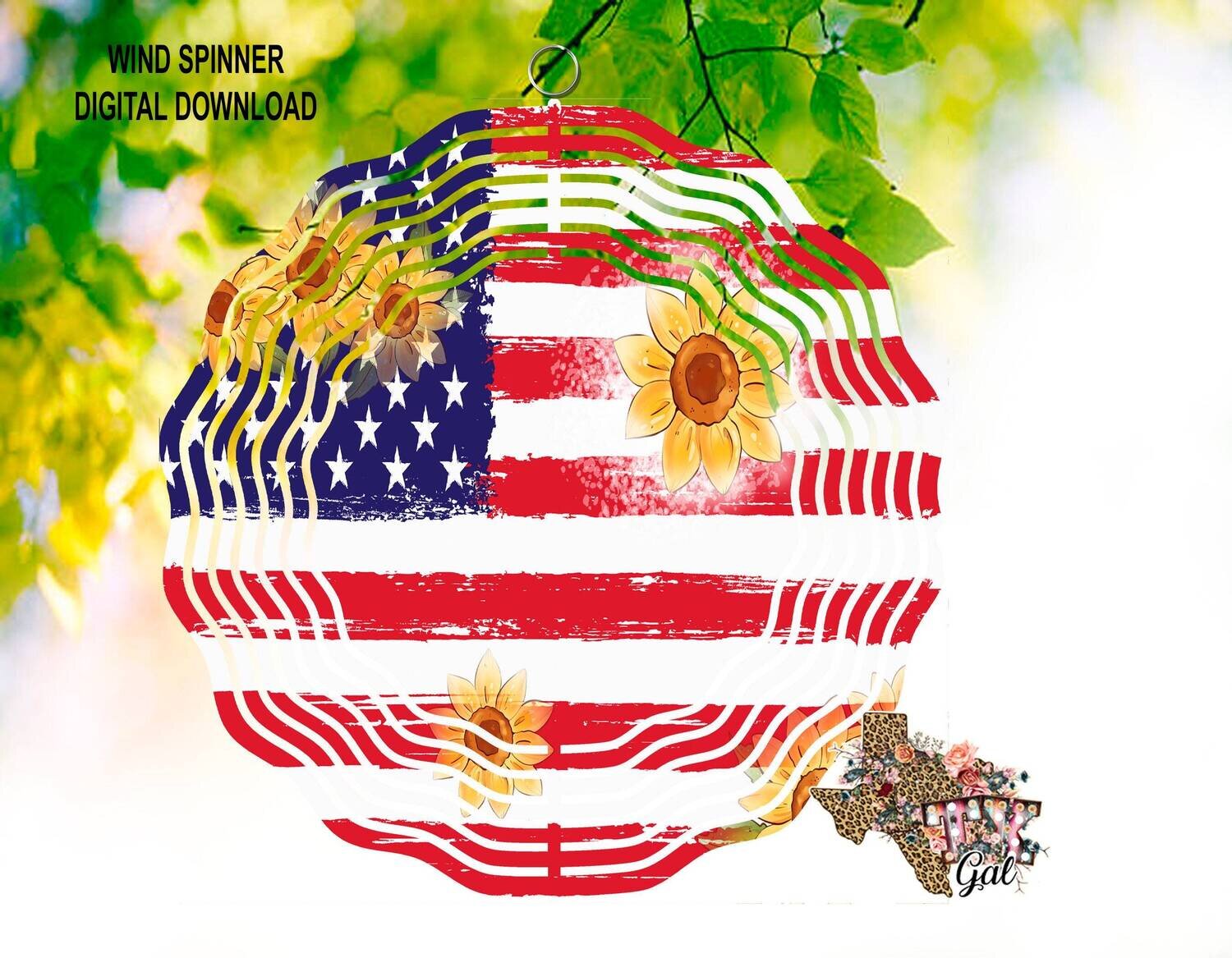 Wind Spinner Flag Sunflower Sublimation Digital Download PNG