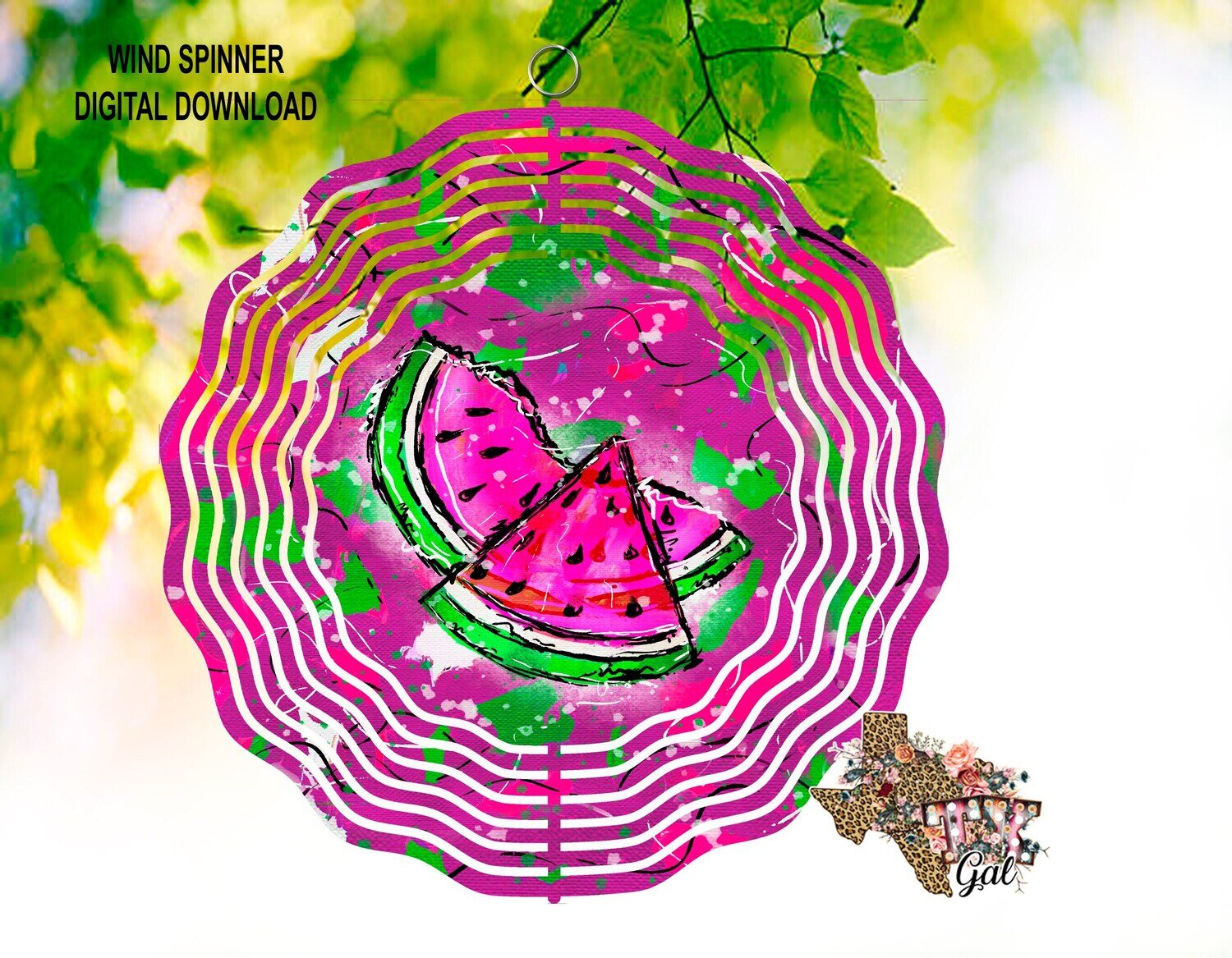 Wind Spinner Watermelon Bright Colors Sublimation Digital Download PNG