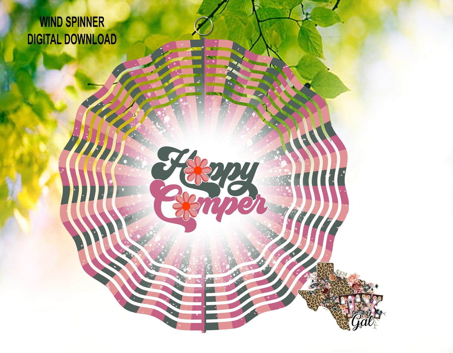 Wind Spinner Whisper Happy Camper Sublimation Digital Download PNG