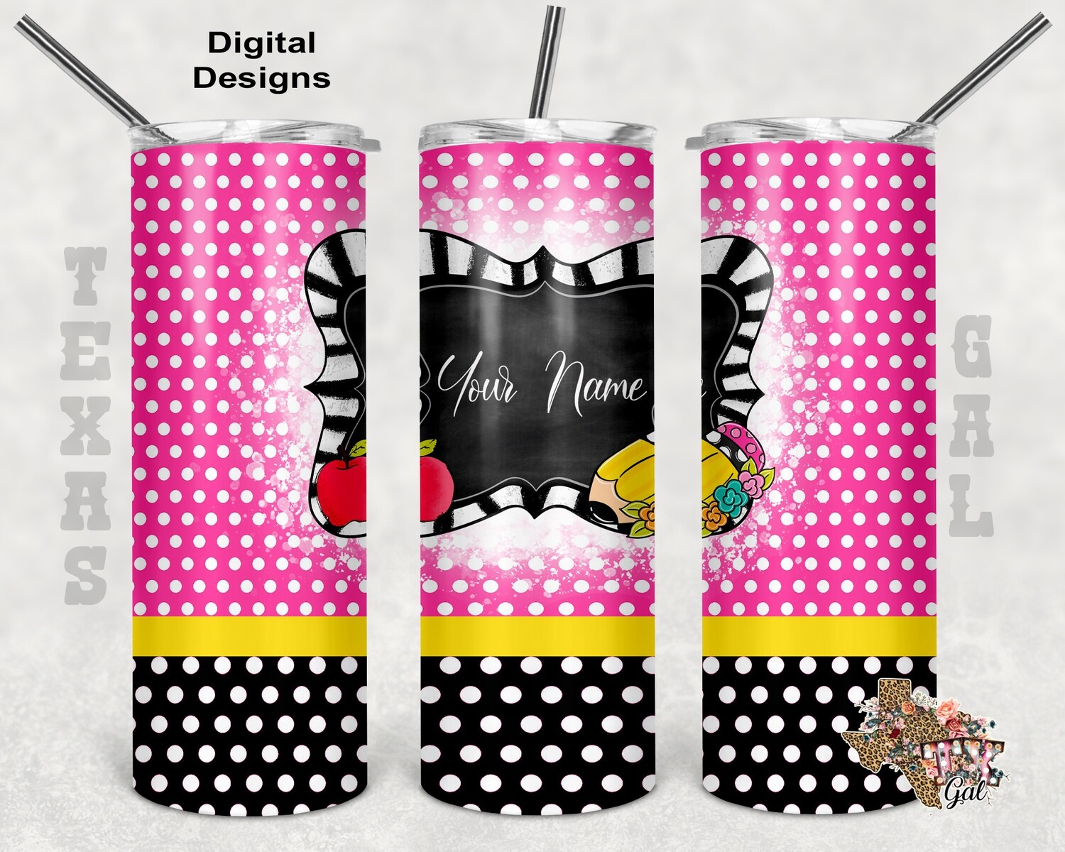 20 oz Skinny Tumbler Teacher Personalize Seamless Sublimation Design PNG Instant DIGITAL ONLY