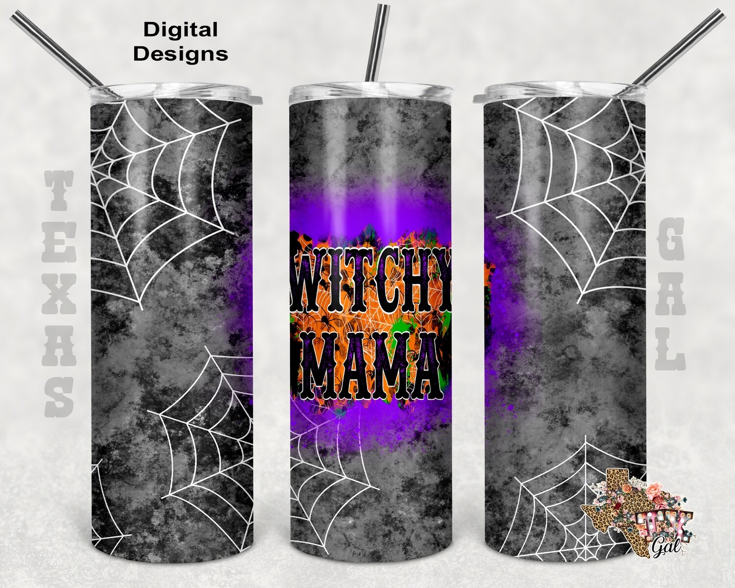 20 oz Skinny Tumbler Witchy Mama Halloween Smoke Sublimation Design PNG Instant DIGITAL ONLY