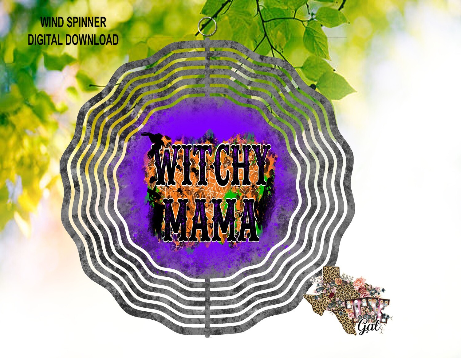Wind Spinner Witchy Mama Halloween Sublimation Digital Download PNG
