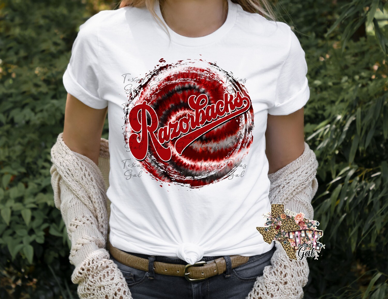T-shirt Razorbacks Red Tie Dye School Spirit Sublimation Digital Download PNG