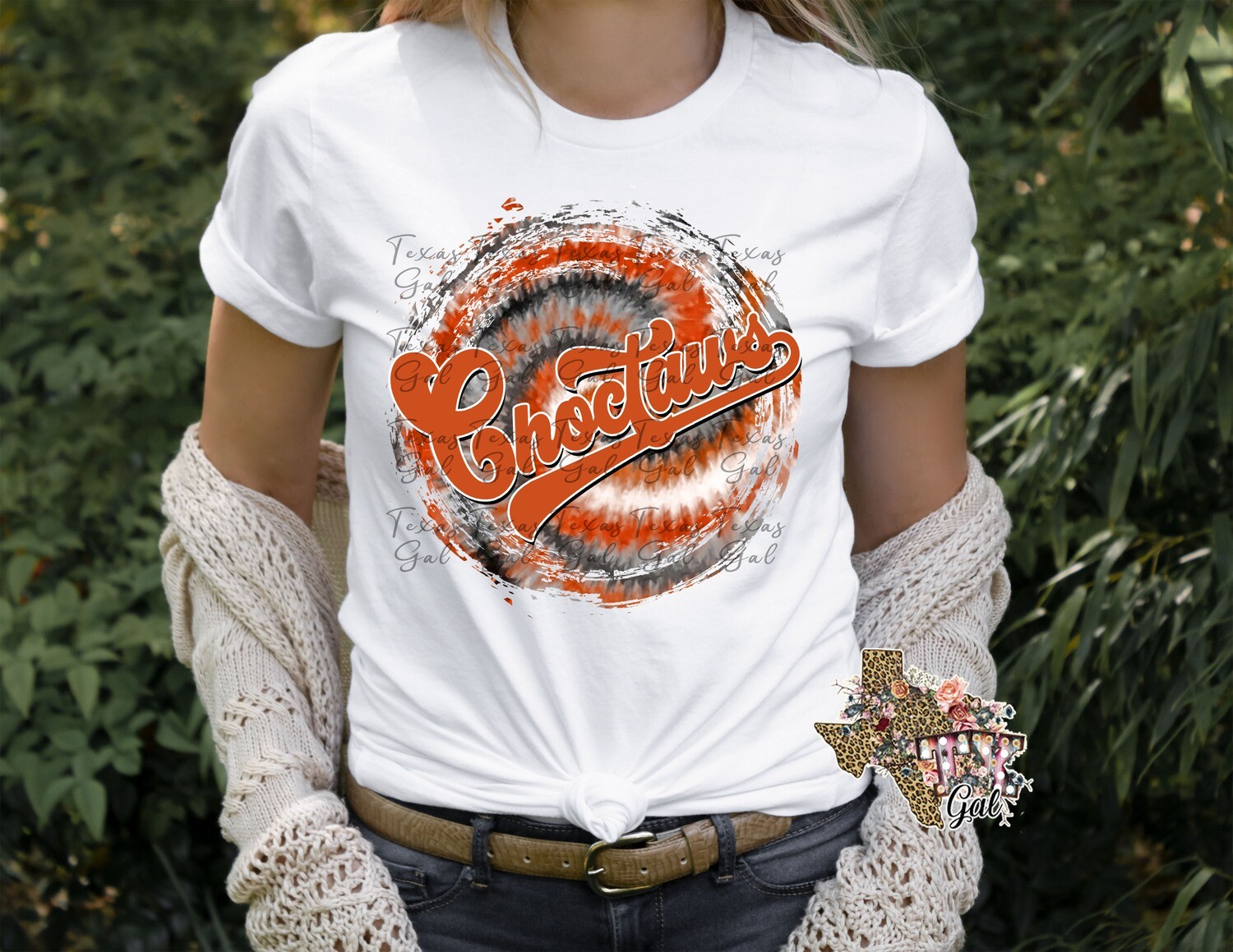 T-shirt Choctaws Orange Tie Dye School Spirit Sublimation Digital Download PNG
