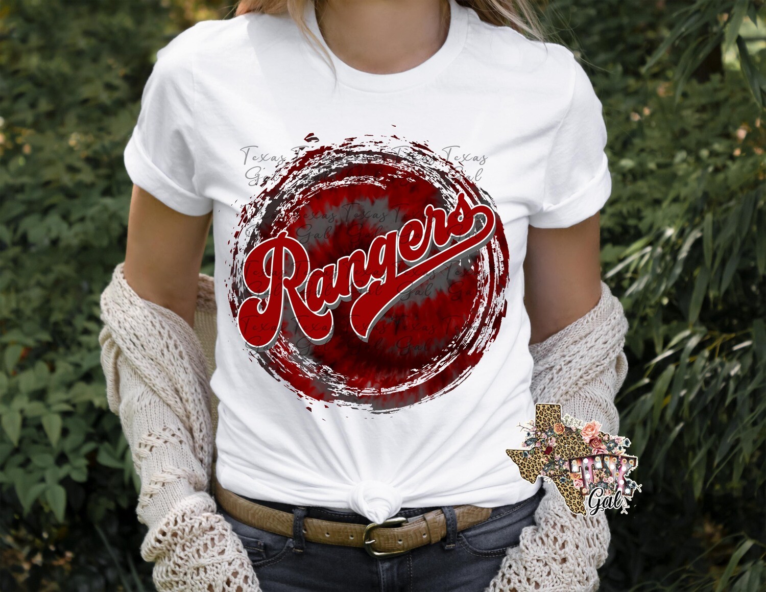T-shirt Rangers Red Grey Tie Dye School Spirit Sublimation Digital Download PNG