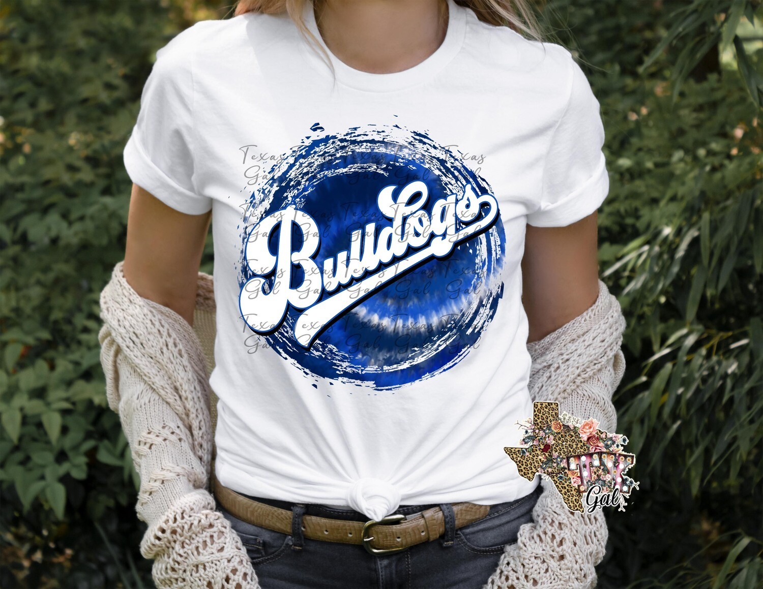 T-shirt Bulldogs Blue White Tie Dye School Spirit Sublimation Digital Download PNG