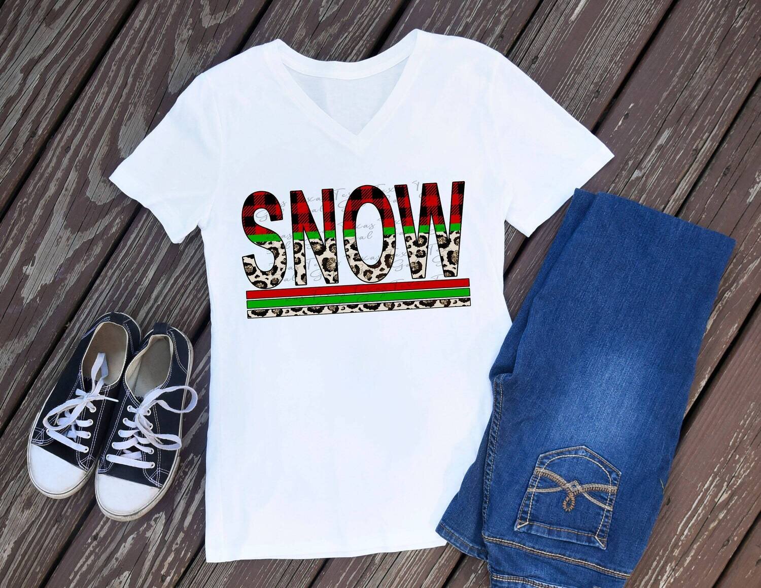 Snow Christmas Leopard Buffalo Plaid T-shirt PNG sublimation digital download PNG