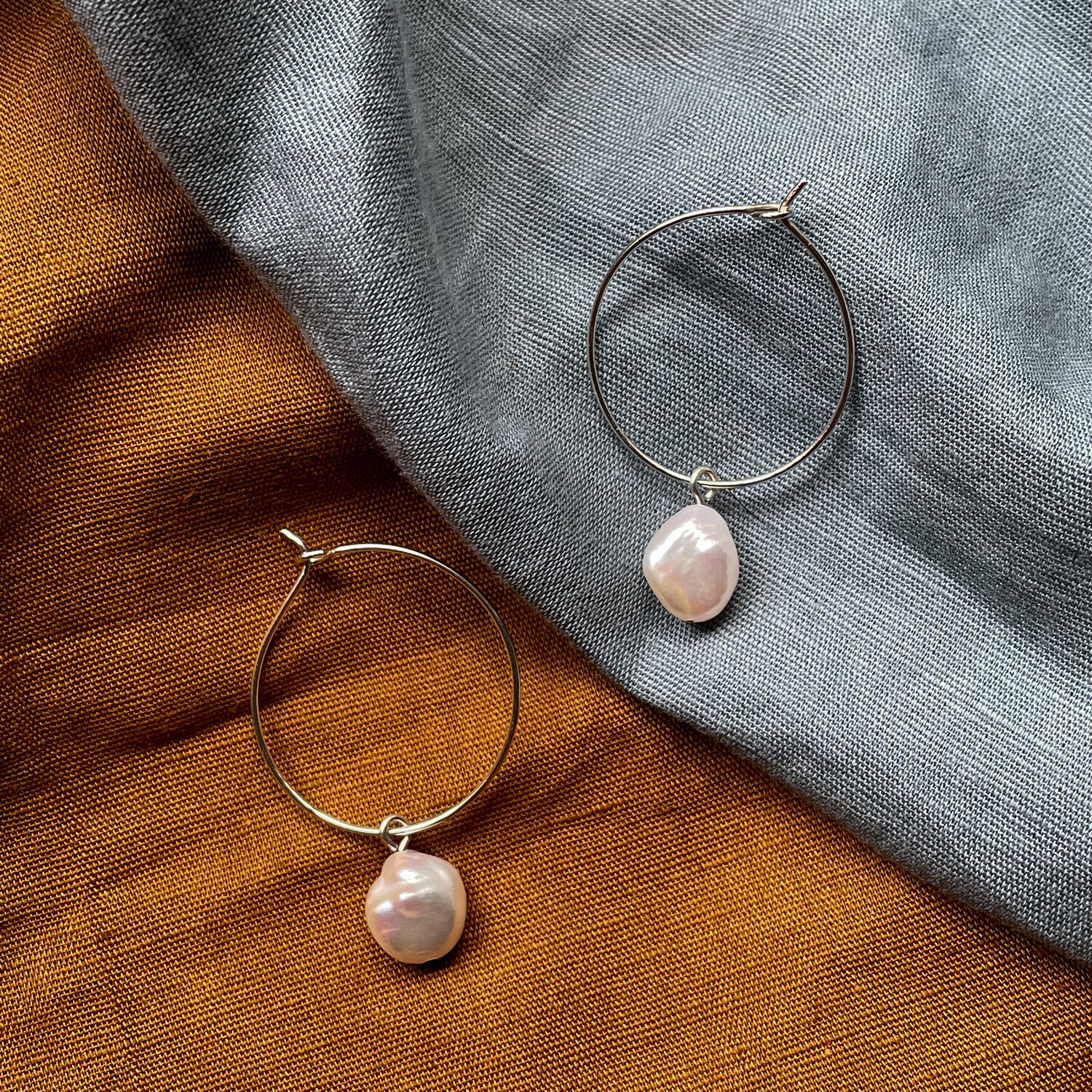 Pearl drop hoops