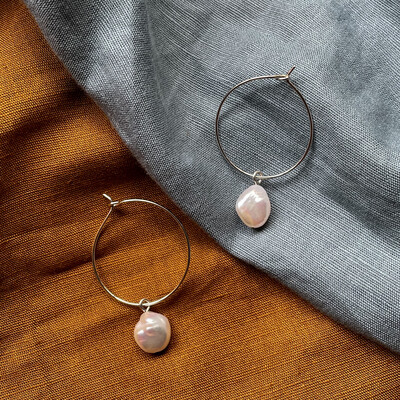 Pearl drop hoops