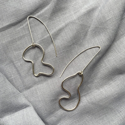 Abstract Silver drop earrings