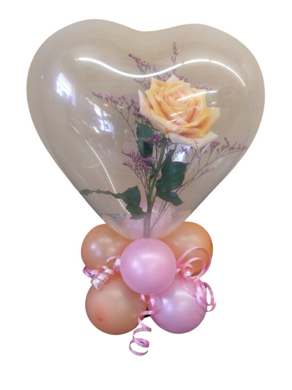 Stuffed Heart Balloon Cut Rose - Must be ordered at least 2 days in advance