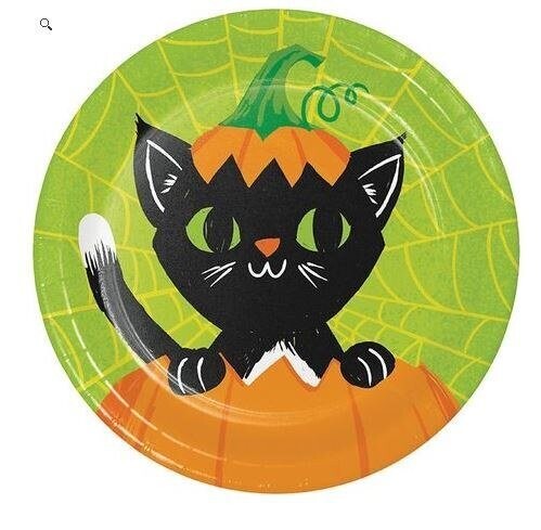 Colorful Halloween Tableware, Product Options: Black Cat 7 inch plate (8 ct.)