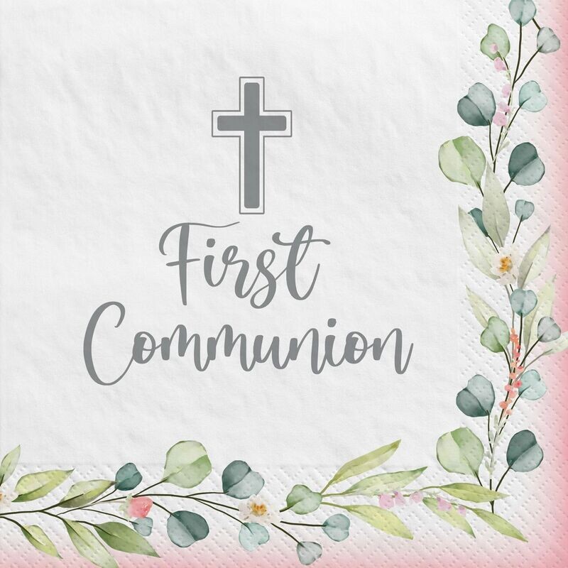 First Communion Tableware - Pink