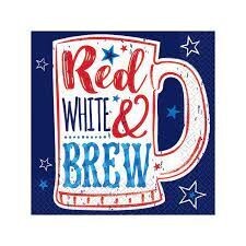 Patriotic Tableware, Choices: Red, White and Brew Beverage Napkins (16 ct)
