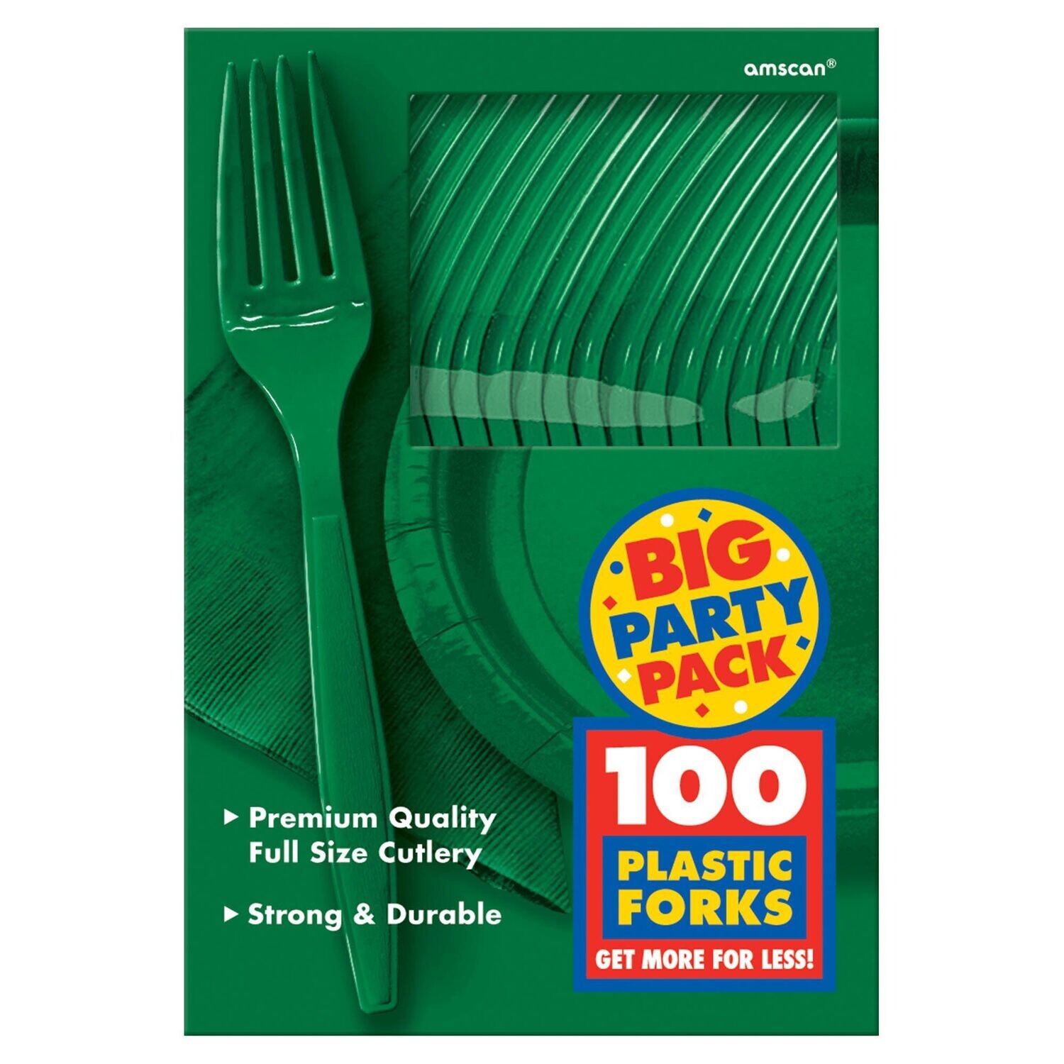 Big Party Pack - 100 Plastic Forks - 4 Colors to choose from!