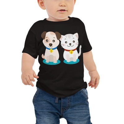 Cute Puppy And Kitten Baby T-Shirt Jersey Short Sleeve Tee