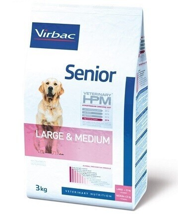 Virbac HPM Dog Senior Large & Medium suņu barība 3kg  -12kg