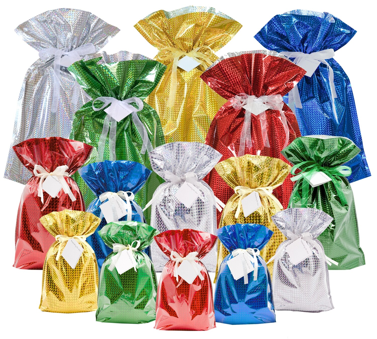 30pc Hologram Drawstring Gift Bag Set (15 Gift Bags and 15 Gift Tags) –  Shop – GiftMate™ Gift Bags