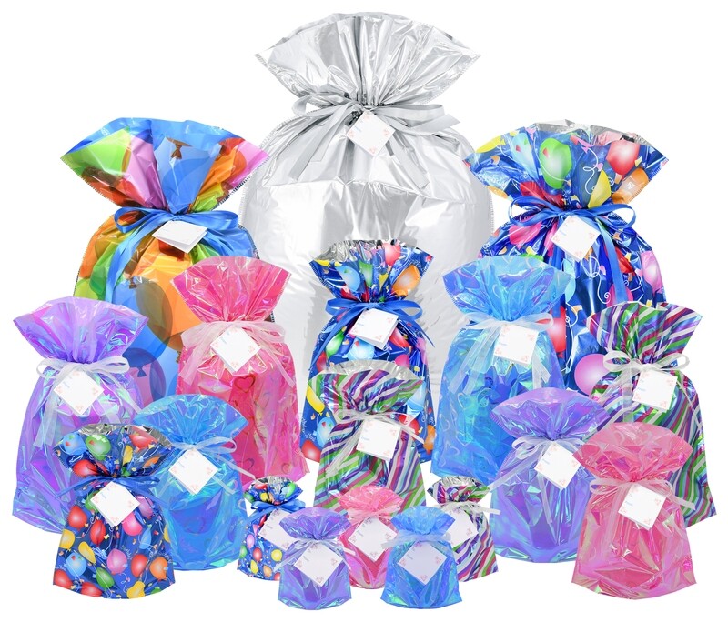 36-Piece Hologram Gift Bag Set (18 Gift Bags and 18 Gift Tags)