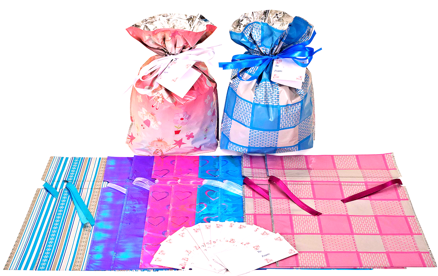 28-Piece Bows, Plaids, and More Gift Bag Set (14 Gift Bags and 14 Gift Tags)
