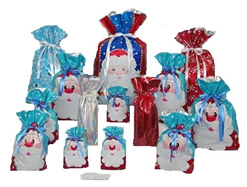 28-Piece Santa Snow Gift Bag Set (14 Gift Bags and 14 Gift Tags)