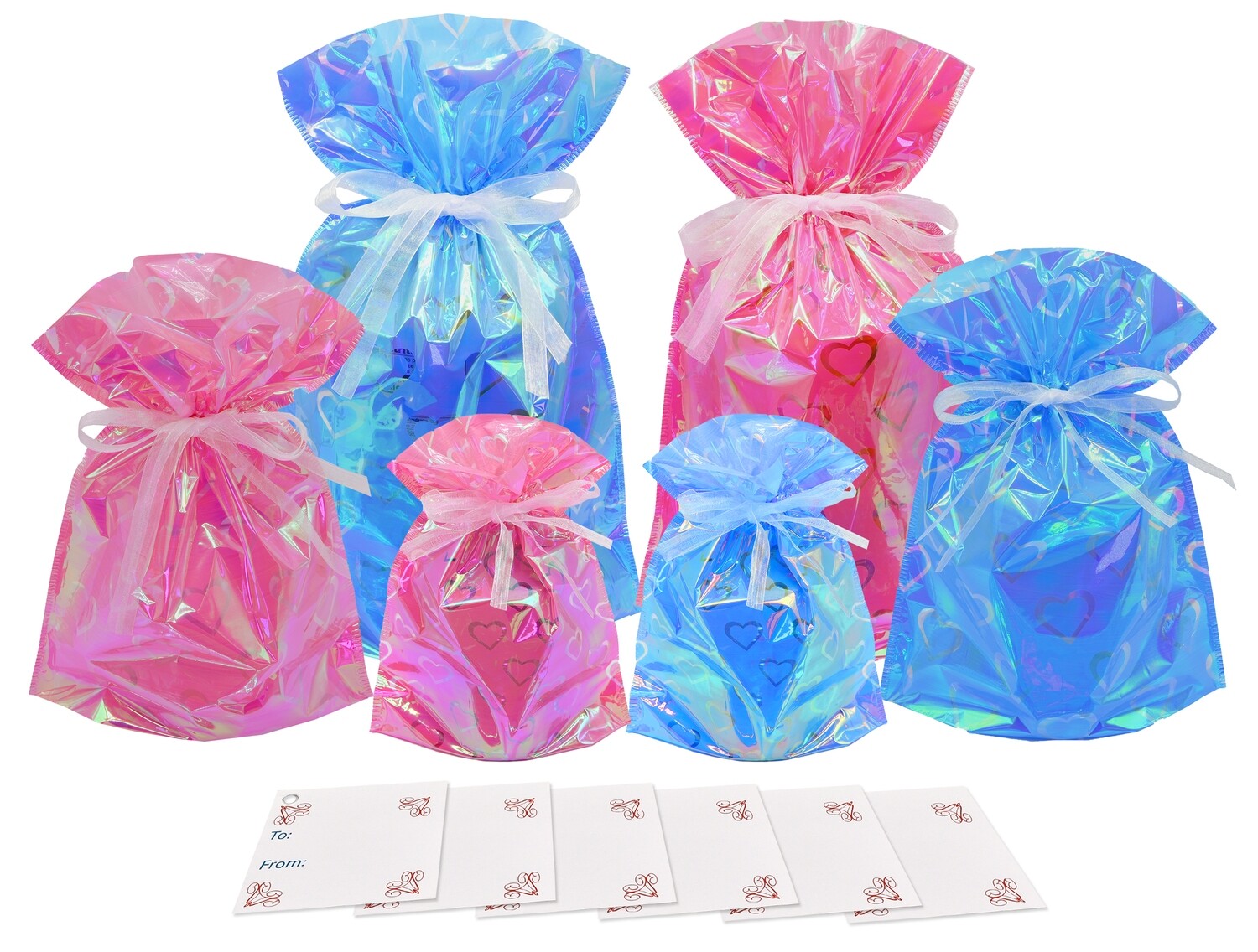 12-Piece Hearts Gift Bag Set (6 Gift Bags and 6 Gift Tags)