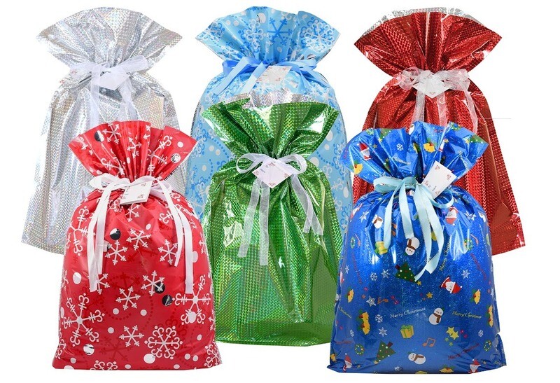 12-Piece X-Large Festive Dozen Gift Bag Set (6 Gift Bags & 6 Gift Tags)