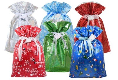 12-Piece X-Large Festive Dozen Gift Bag Set (6 Gift Bags &amp; 6 Gift Tags)