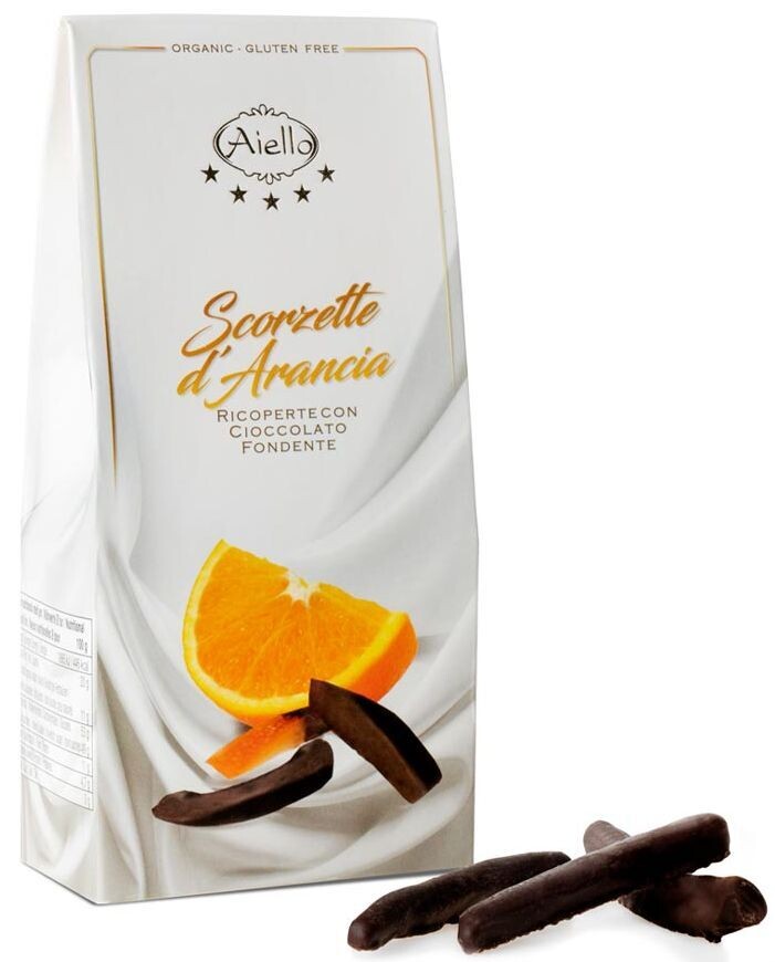 Orangenschalenschalen in dunkler Schokolade 90g BIO