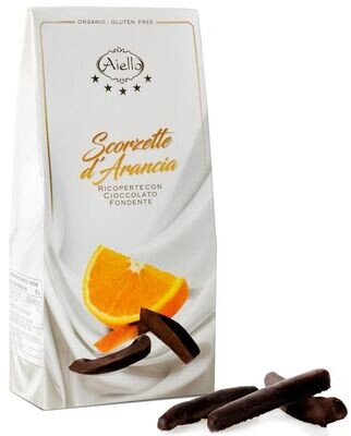Orangenschalenschalen in dunkler Schokolade 90g BIO