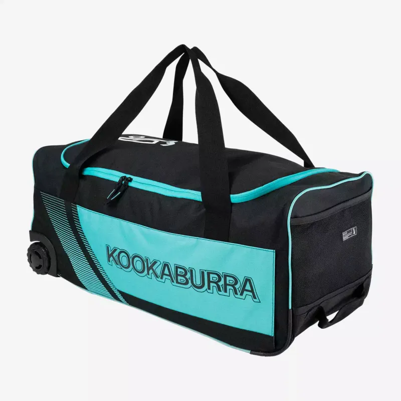 KOOKABURRA 9500 CRICKET WHEELIE BAG BLACK/TEAL