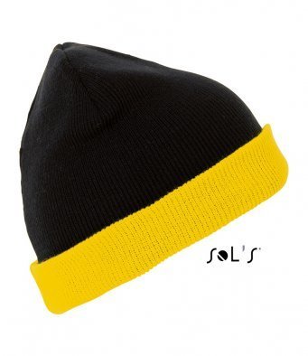 Black and Amber reversible beanie