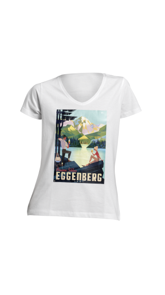White V-Neck Eggenberg T-Shirt (only available in M for men)