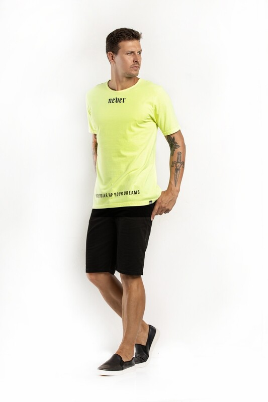 Camiseta Masculina Estampada - Verde Neon
