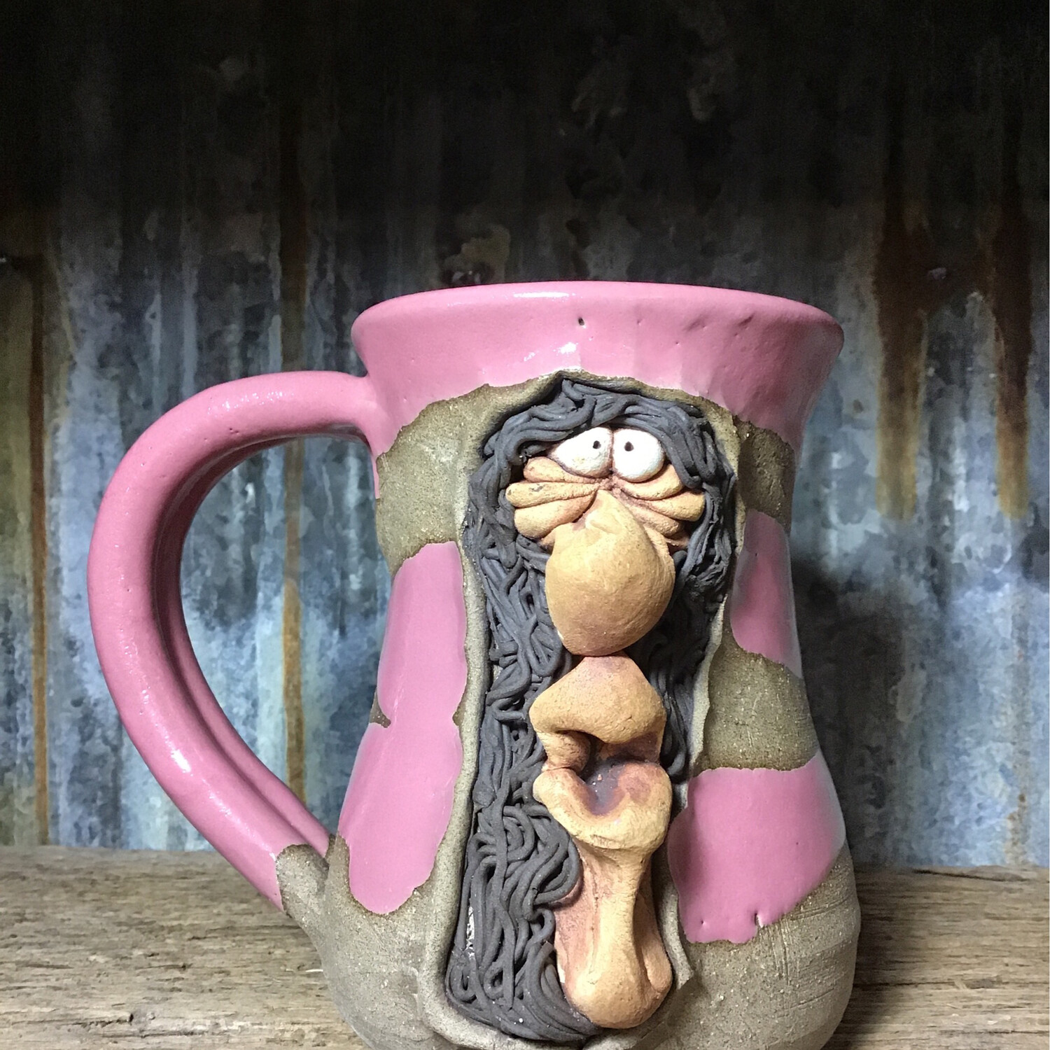 Pink Face Mug With Hair