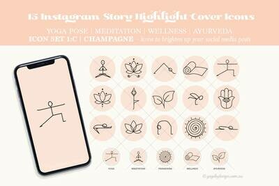 15 Yoga Instagram Story Highlight Cover Icons – Set 1:C CHAMPAGNE | Line Icons | Web icons | Meditation Icons | Wellness Icons | Ayurveda Icons | Instant download | Ready to use 15 Yoga Instagram Story Highlight Cover Icons – Set 1:C CHAMPAGNE | Line Icons | Web icons | Meditation Icons | Wellness Icons | Ayurveda Icons | Instant download | Ready to use