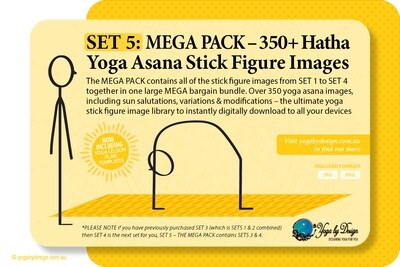 SET 5: MEGA PACK – 350+ Hatha Yoga Asana Stick Figure Images + 2 Yoga Class Lesson Plan Templates