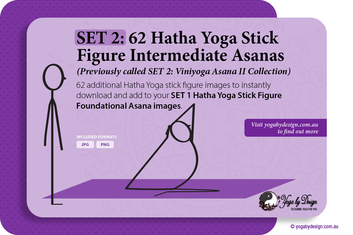 SET 2: 62 Hatha Yoga Stick Figure Intermediate Asanas - Yoga Flash ...