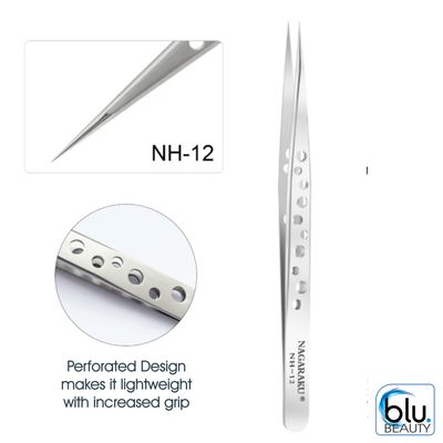 PERFORATED STRAIGHT LASH EXTENSION TWEEZERS - NH-12