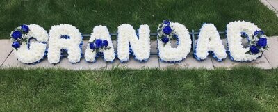 GRANDAD Funeral Flowers Tribute Based White (choose your colour ribbon)