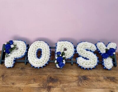 POPSY Funeral Flowers Tribute Based White (choose your colour ribbon)
